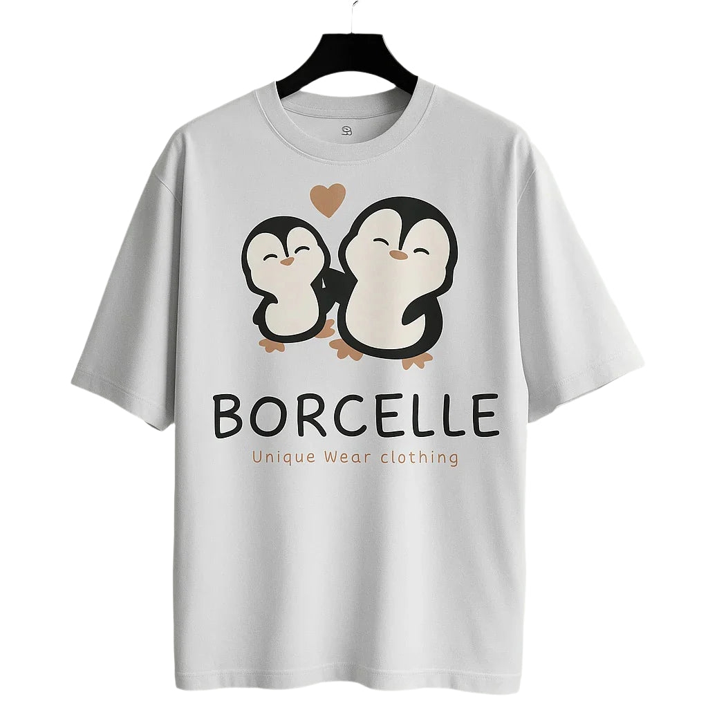 Unique wear Clothing - Cute Penguin Duo Half Sleeve T-Shirt - White Colour