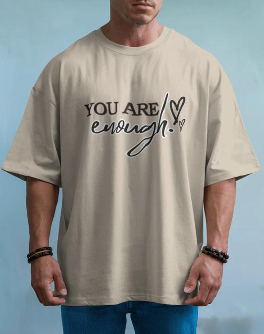 You Are Enough Oversized T-Shirt – Beige Colour – Unique Wear Clothing