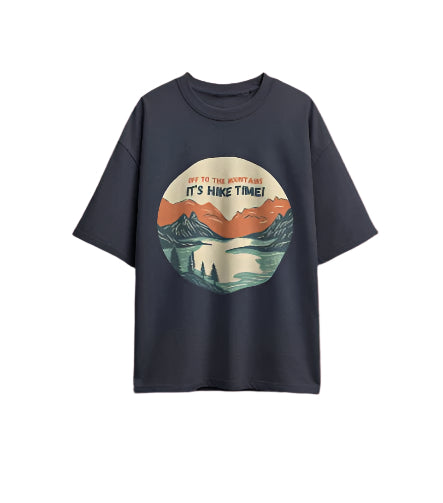 Unique Wear Clothing – It's Hike Time Oversized T-Shirt – Navy Blue Colour
