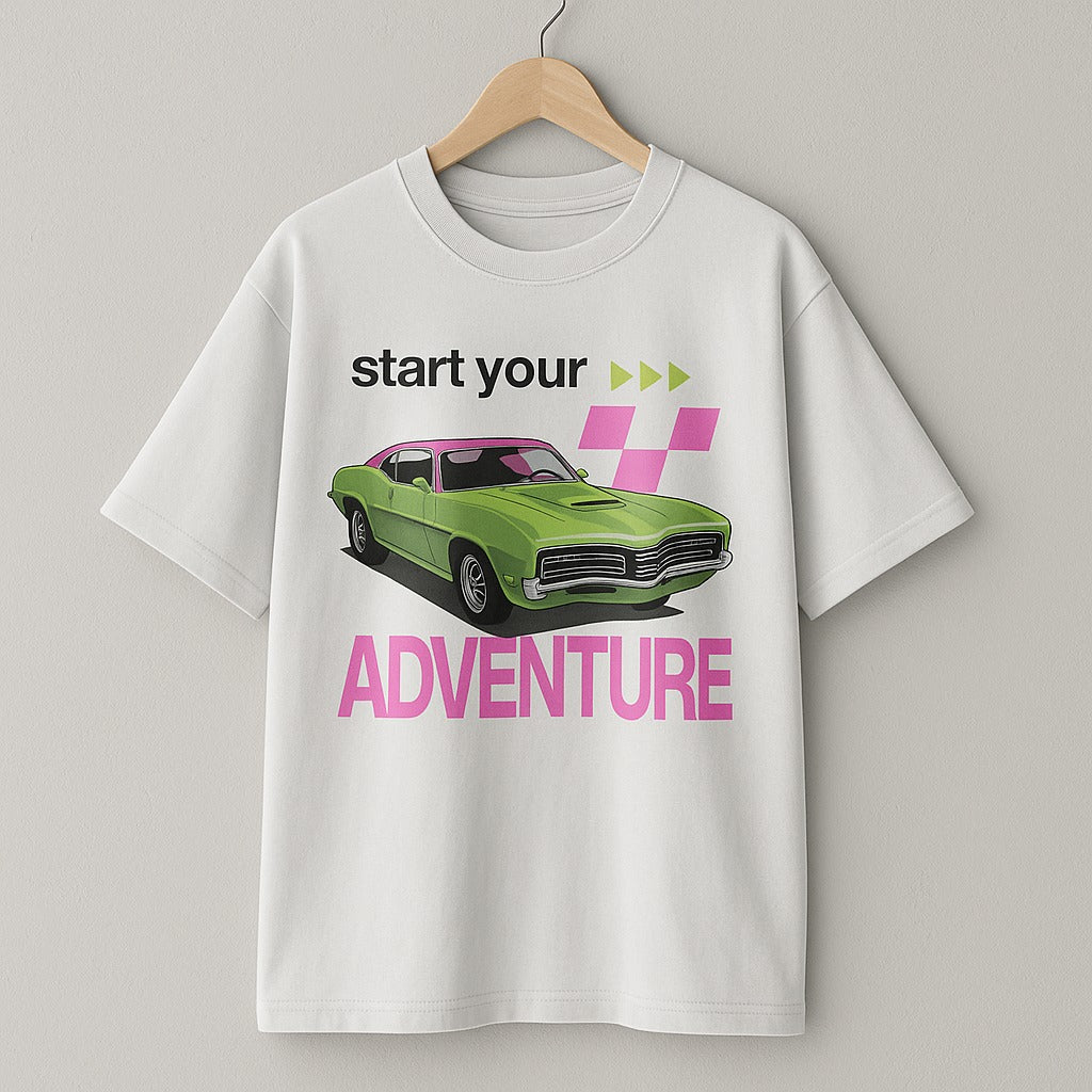 Unique Wear Clothing – Start Your Adventure Oversized T-Shirt – White Colour
