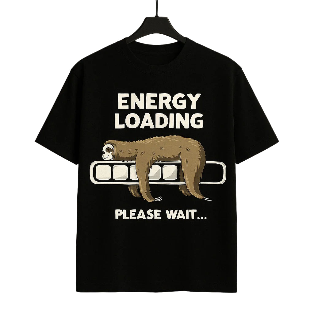 Unique wear Clothing -
Energy Loading Sloth T-Shirt - Black Colour