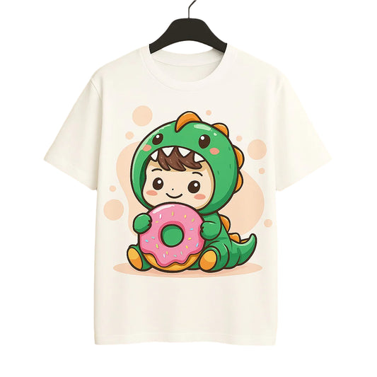 Unique wear Clothing - Dino Donut Kid T-Shirt – White Colour
