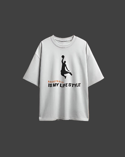 Unique Wear Clothing – Basketball Is My Lifestyle Oversized T-Shirt – White Colour