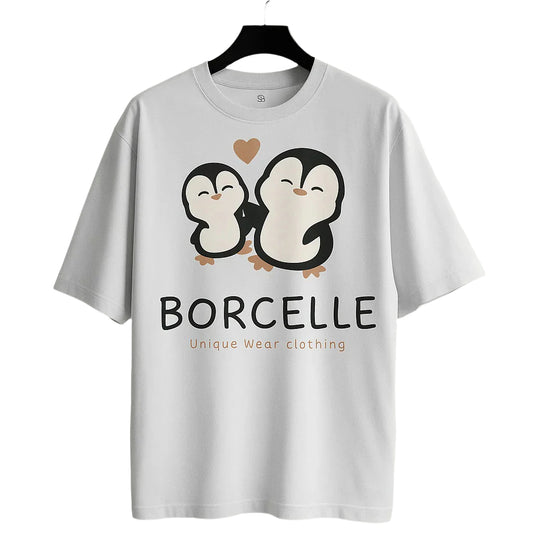 Unique wear Clothing - Cute Penguin Duo Half Sleeve T-Shirt - White Colour