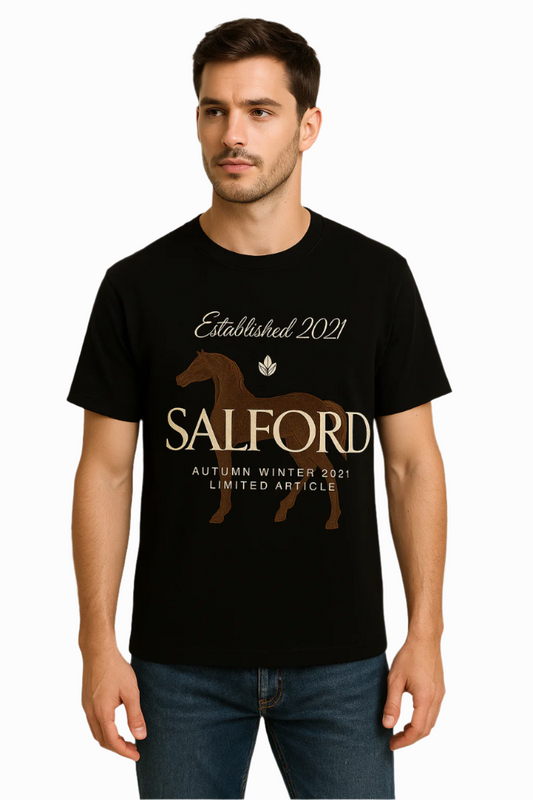 Unique wear Clothing - Salford Heritage T-Shirt - Autumn Winter 2021 Edition - Black Colour