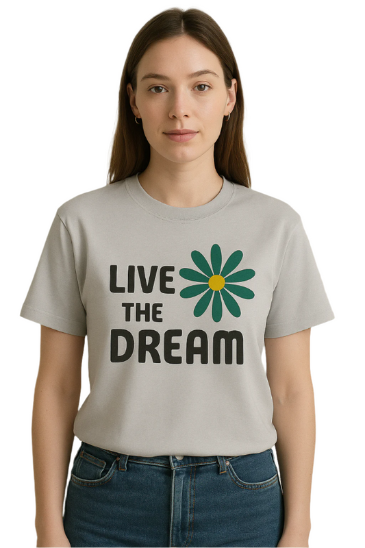Unique wear Clothing - Live The Dream Half Sleeve T-Shirt - White Colour