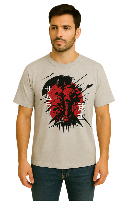 Unique wear Clothing - Samurai Spirit Half Sleeve T-Shirt - White Colour