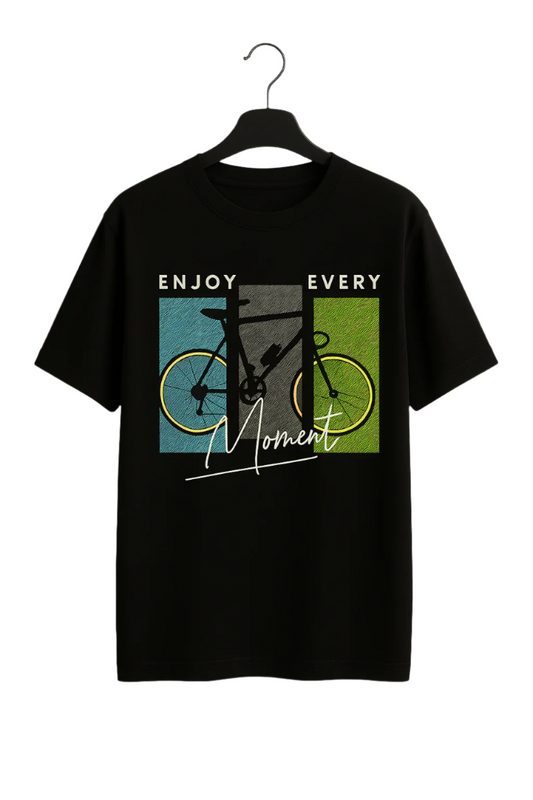 Unique wear Clothing - 
Enjoy Every Moment Graphic T-Shirt - Black Colour