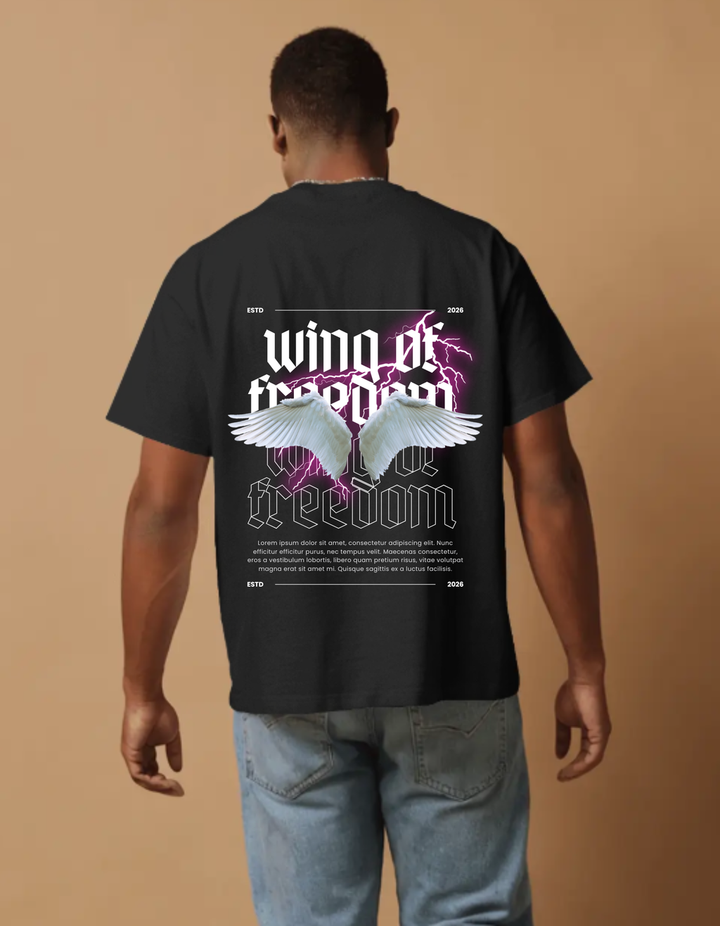 Oversized T-Shirt | “WING OF FREEDOM” Graphic Streetwear Tee