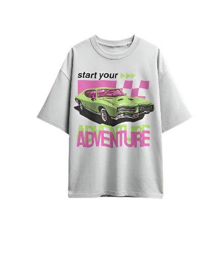 Unique Wear Clothing – Start Your Adventure Oversized T-Shirt – White Colour