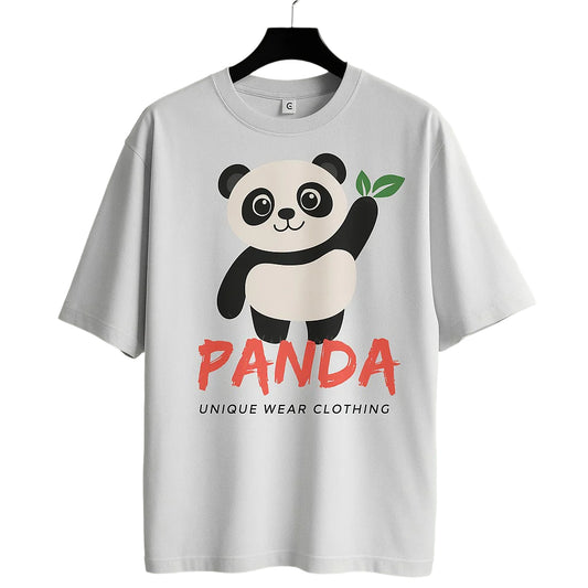 Unique wear Clothing -Charming Panda Half Sleeve T-Shirt - White Colour