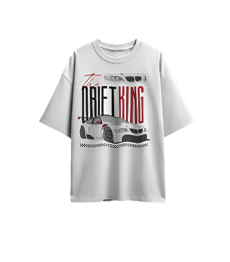 Unique Wear Clothing – The Drift King Oversized T-Shirt – White Colour