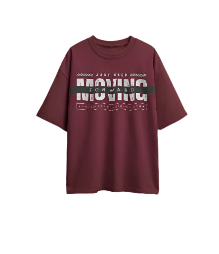 Unique Wear Clothing – Just Keep Moving Forward Oversized T-Shirt – Maroon Colour