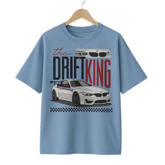 Unique Wear Clothing – Drift King Oversized T-Shirt – Sky Blue Colour