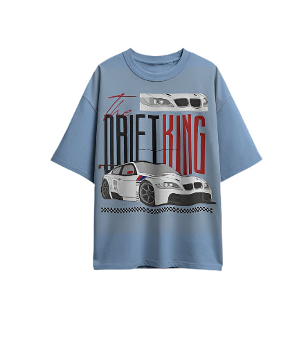 Unique Wear Clothing – Drift King Oversized T-Shirt – Sky Blue Colour