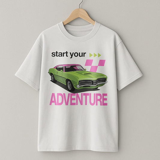 Unique Wear Clothing – Start Your Adventure Oversized T-Shirt – White Colour