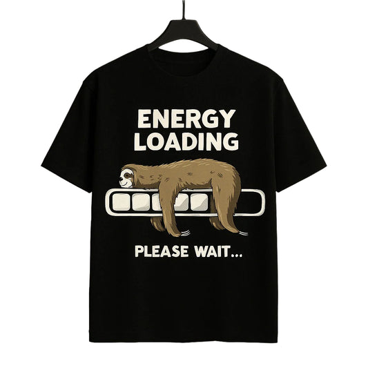 Unique wear Clothing - 
Energy Loading Sloth T-Shirt - Black Colour